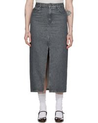 Filippa K - Gray Long Slit Denim Maxi Skirt - Lyst