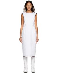 Raf Simons - White Distressed Denim Midi Dress - Lyst