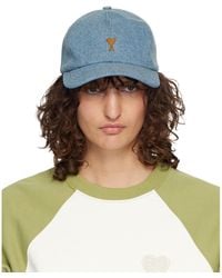 Ami Paris - Denim Ami De Coeur Embroidery Cap - Lyst