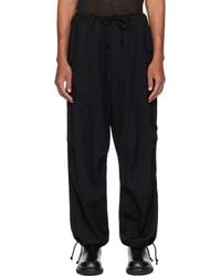 Y's for men - Pantalon Cargo Noir En Gabardine De Laine - Lyst