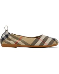Burberry - キッズ｜ベージュ チェック ナイロンブレンド バレエシューズ - Lyst