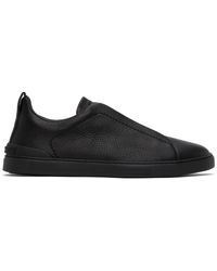Zegna - Black Triple Stitch Sneakers - Lyst