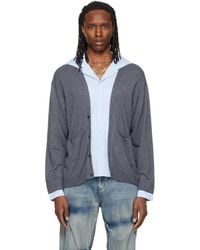 we11done - Hooded Shirt-Layered Cardigan - Lyst