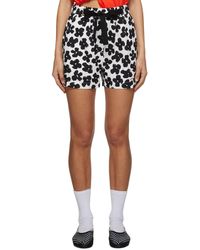 MSGM - Short Noir Et Blanc À Motif Fleuri - Lyst
