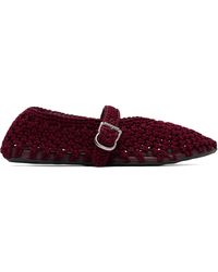 Alaïa - Burgundy Satin Cord Ballerina Flats - Lyst