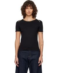 Burberry - Check Trim Stretch Cotton T-Shirt - Lyst
