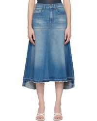 Victoria Beckham - Blue Patched Midi Skirt - Lyst