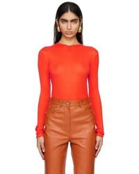 Ferragamo - Orange V-neck Long Sleeve T-shirt - Lyst