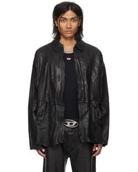 DIESEL - Black L-mart-a Leather Jacket - Lyst