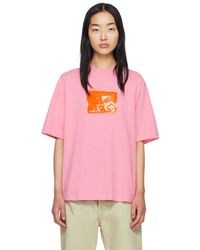 Acne Studios - T-shirt rose à écusson à logo gonflable - Lyst