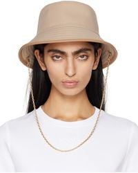 Max Mara Embroidered Polyester Tessa Bucket Hat in Natural