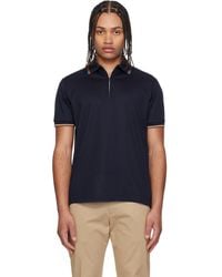 Paul Smith - Cotton 'Signature Stripe' Trim Zip Polo Shirt - Lyst