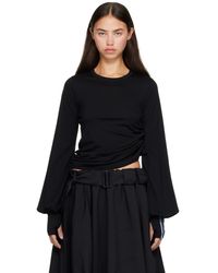 Y-3 - Wool Cinched Drape Long Sleeve T-Shirt - Lyst