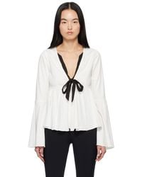 ジャケット・アウター Kika Vargas Louise ruffled blouse xs Kika Vargas Neutral Nia Ruffled Cropped Blouse - Women's