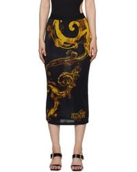 Versace Jeans Couture - Black Printed Midi Skirt - Lyst