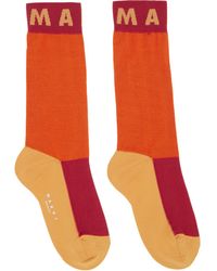 Marni - Orange Colorblocked Socks - Lyst