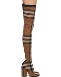 Burberry - Checked Over-the-knee Boots - Lyst