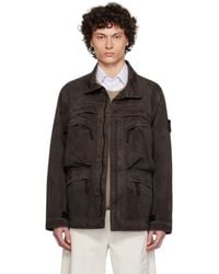 Stone Island - ブラウン Raso Gommato 3L Laser Camo ジャケット - Lyst