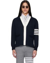 Thom Browne - Crest Intarsia Jacquard 4-Bar Rugby Fit Cardigan - Lyst