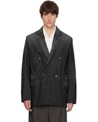 DIESEL - Double-Breasted Creased Denim Blazer - Lyst