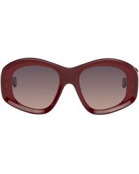 Loewe - Burgundy Beveled Pentagon Sunglasses - Lyst