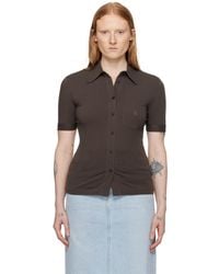Filippa K - ブラウン 刺繍 シャツ - Lyst
