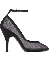 Alaïa - Chaussures À Talon Noires En Filet À Bride - Lyst