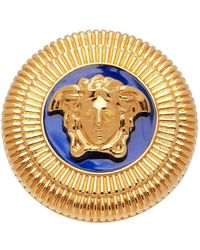 Versace Gold & Blue Medusa biggie Ring - Metallic