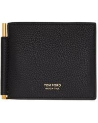 Tom Ford Black Textured Leather Money Clip Wallet for Men - Save 