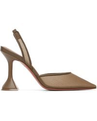 AMINA MUADDI - Taupe Holli Mesh Sling 95 Heels - Lyst