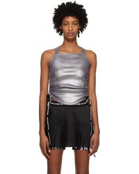 Versace - Silver Ruched Tank Top - Lyst