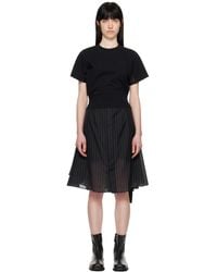 sacaiサカイ★オーバーレイヤー ミディアムワンピース sacai-BlackxBlack-Overlay-Midi