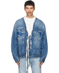 Maison Margiela - Distressed Deep Open Denim Jacket - Lyst