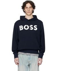 BOSS - Relaxed-Fit Large Logo Hoodie - Lyst