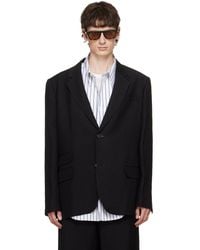 Ami Paris - Linen Blend Single-Breasted Straight Blazer - Lyst