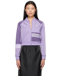adidas Originals - Purple Cropped Track Jacket - Lyst