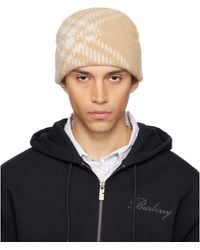 Burberry - Check Mohair Wool Blend Beanie - Lyst