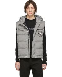Balmain Black And White Down Houndstooth Vest