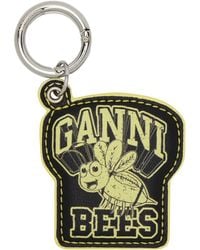 Ganni - Porte-clés jaune et noir à image - Lyst
