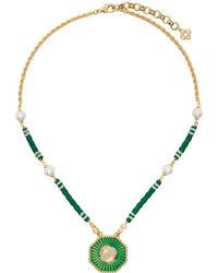 Casablancabrand - Collier doré et vert à pendentif à ornements facettés - Lyst