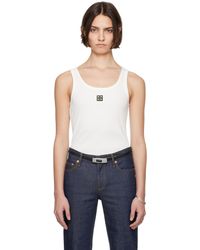 Tory Burch - ホワイト メタルロゴ コットン スクープ タンクトップ - Lyst