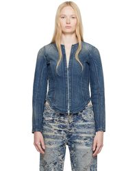 DIESEL - Blouson Gary Bleu Marine En Denim À Effet Usé - Lyst