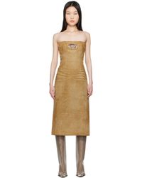 DIESEL - Robe Midi Vildress Brune En Denim À Effet Délavé - Lyst