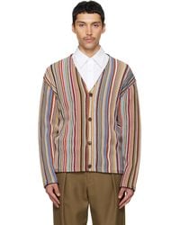 Paul Smith - Cardigan Multicolore En Laine Mérinos À Rayures Emblématiques - Lyst