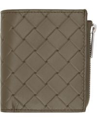 Bottega Veneta - Khaki Intrecciato Stamp Bi-Fold Wallet - Lyst