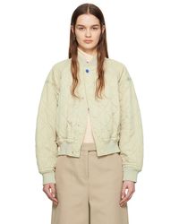 Burberry - Beige Quilted Bomber Jacket - Lyst