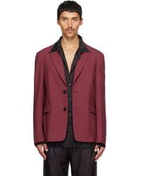 Dries Van Noten - Burgundy Wool Blazer - Lyst