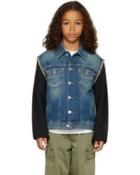 MM6 by Maison Martin Margiela - キッズ｜ブルー＆ブラック パネル デニムジャケット - Lyst