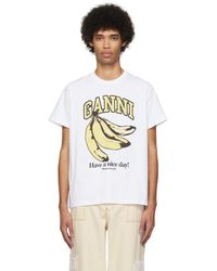 Ganni - T-shirt blanc à image à logo - Lyst