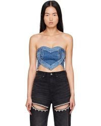 Area - Patchwork Heart Bandeau Denim Top - Lyst